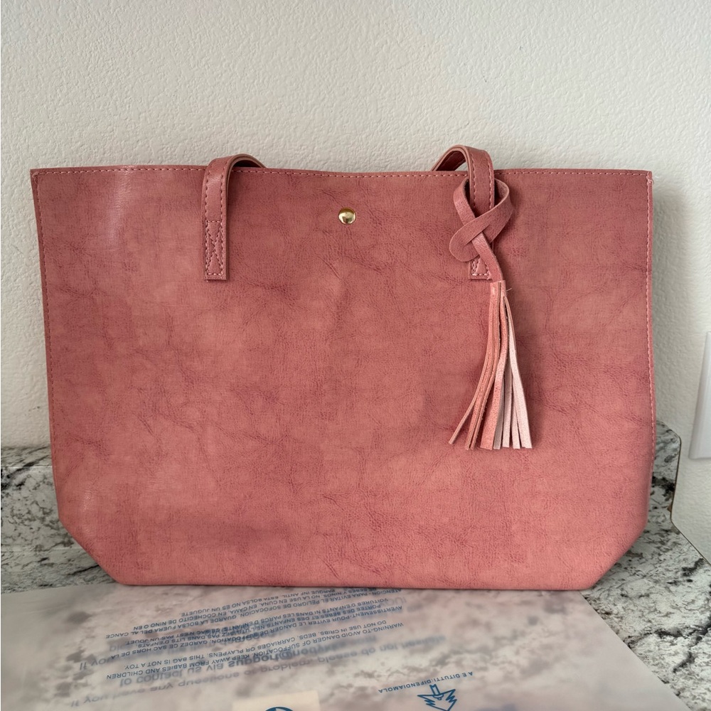 Pink tote bag.